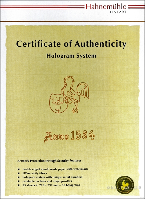 Certificate Of Authenticity (A4) 25 sheet packs